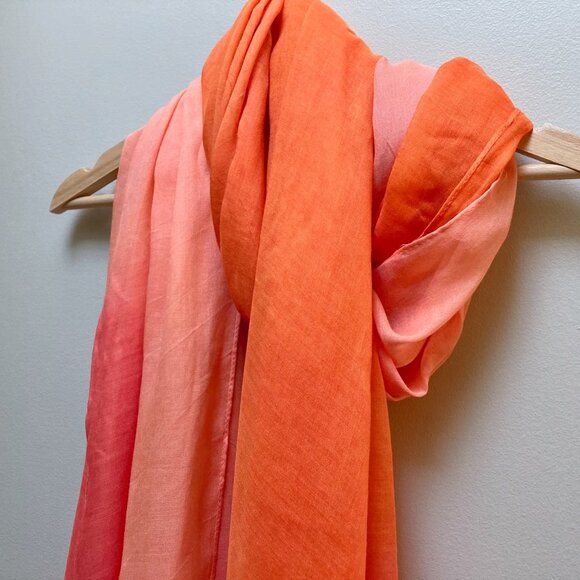 NWT Calvin Klein Dip Dye Rayon Scarf - Orange/Pink - Picture 5 of 15